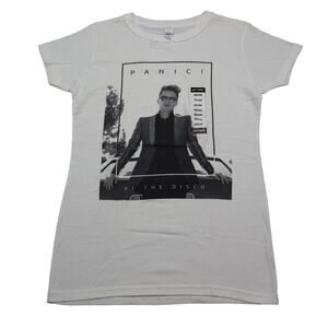 Panic at the Disco Shirt Womens M White Round Neck Short Sleeve Graphic Print